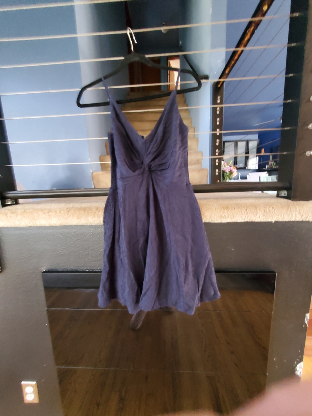 Abercrombie & Fitch Navy Twisted-Front Spaghetti Strap Mini Dress